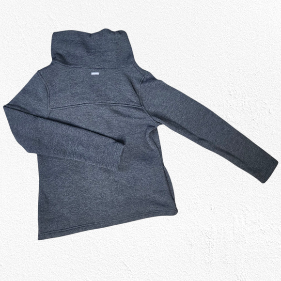 Columbia Gray Asymmetrical Snap Fleece Jacket Sherpa Lined Coat Size Medium - Picture 10 of 10